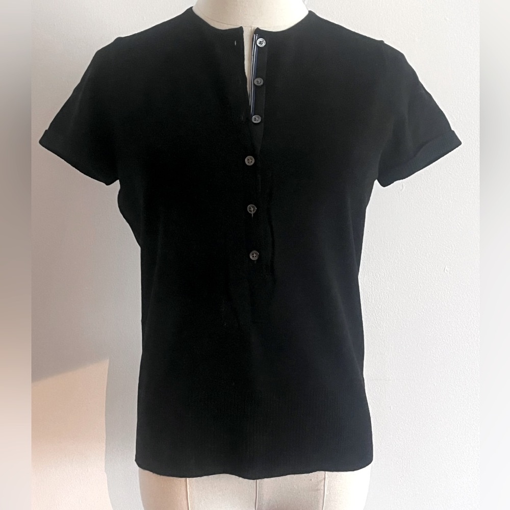 JCrew Black Henley Sweater M